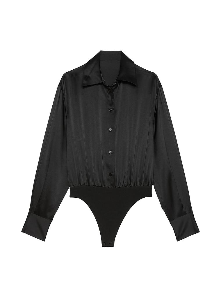 Bluzka koszulowa jedwabna z body Atelier X Altuzarra. Produkt ma kolor czarny i pochodzi z kolekcji Atelier Victoria's Secret x Altuzarra. 