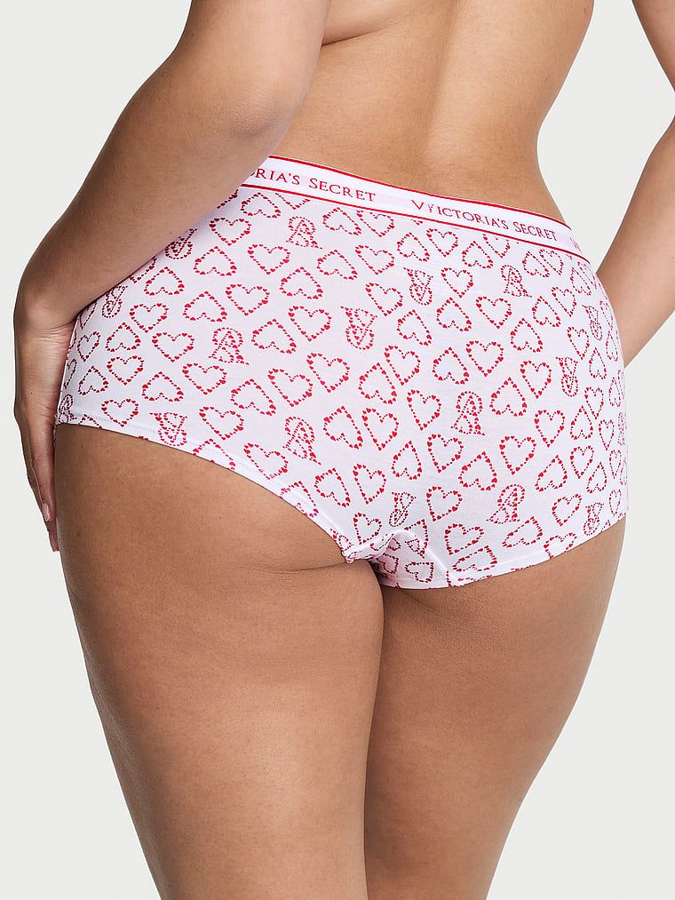 Cotton Majtki bawełniane szorty z logo w talii Boyshort