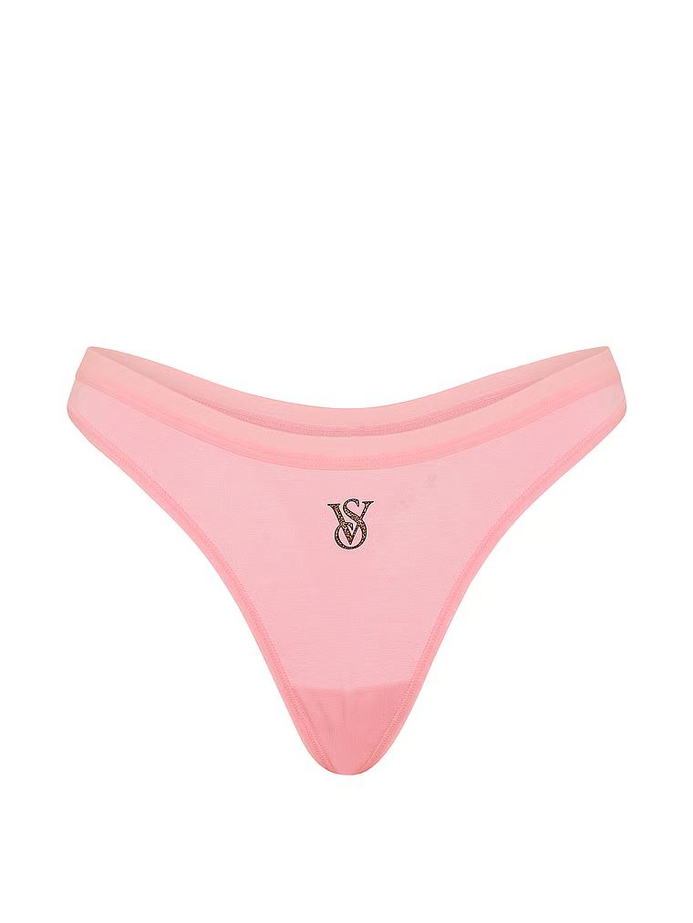 Stringi bawełniane High-Leg Scoop. Produkt ma kolor różowy i pochodzi z kolekcji Victoria's Secret. 