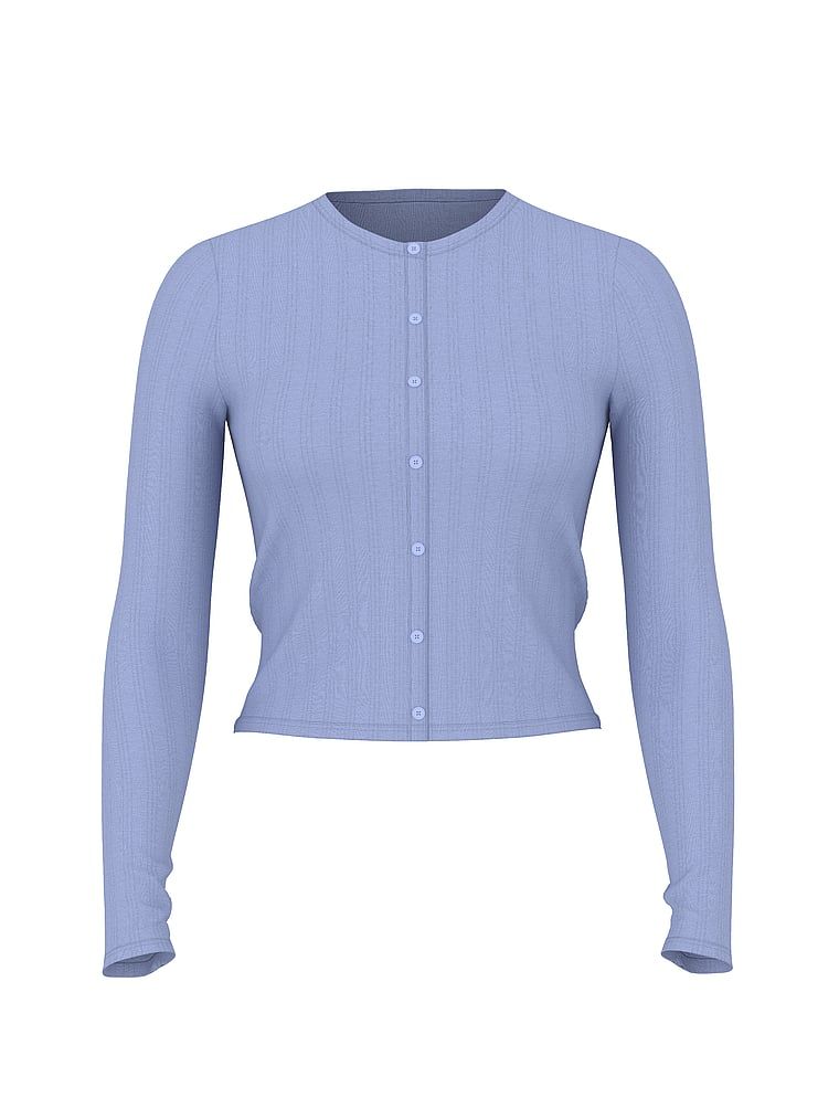 Sweter z modalu zapinany na guziki SoSoft Ultra-Fine. Produkt ma kolor fioletowy i pochodzi z kolekcji Victoria's Secret. 