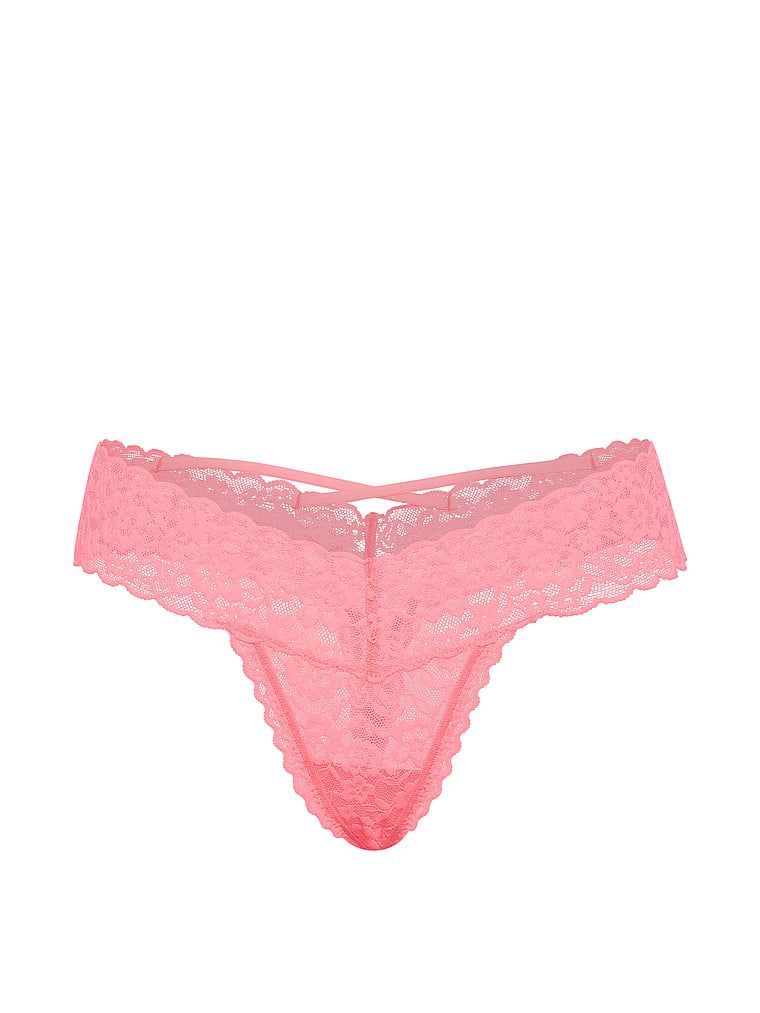 Stringi koronkowe z paseczkami z tyłu Blossom. Produkt ma kolor różowy i pochodzi z kolekcji Lacie. 