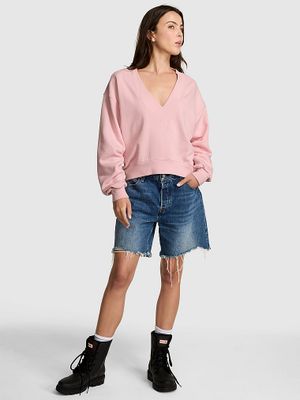 PINK Krótka bluza Ivy Fleece V-Neck High-Low
