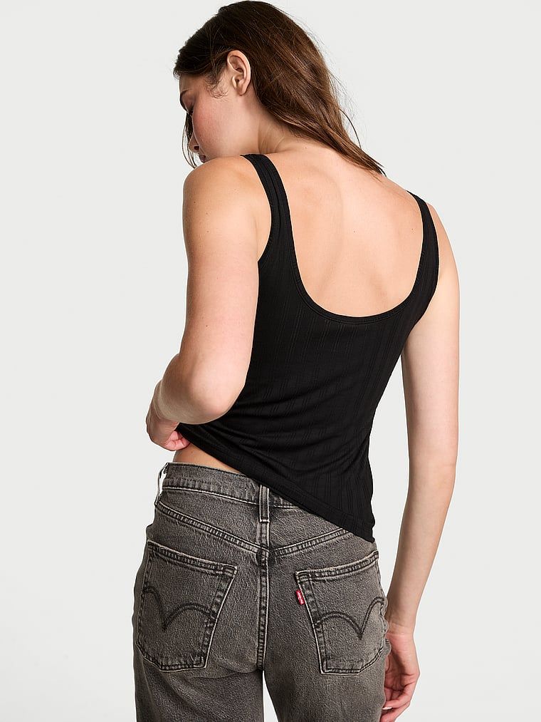 Top z modalu na ramiączkach Ultra-Fine. Produkt ma kolor czarny i pochodzi z kolekcji Body by Victoria. 