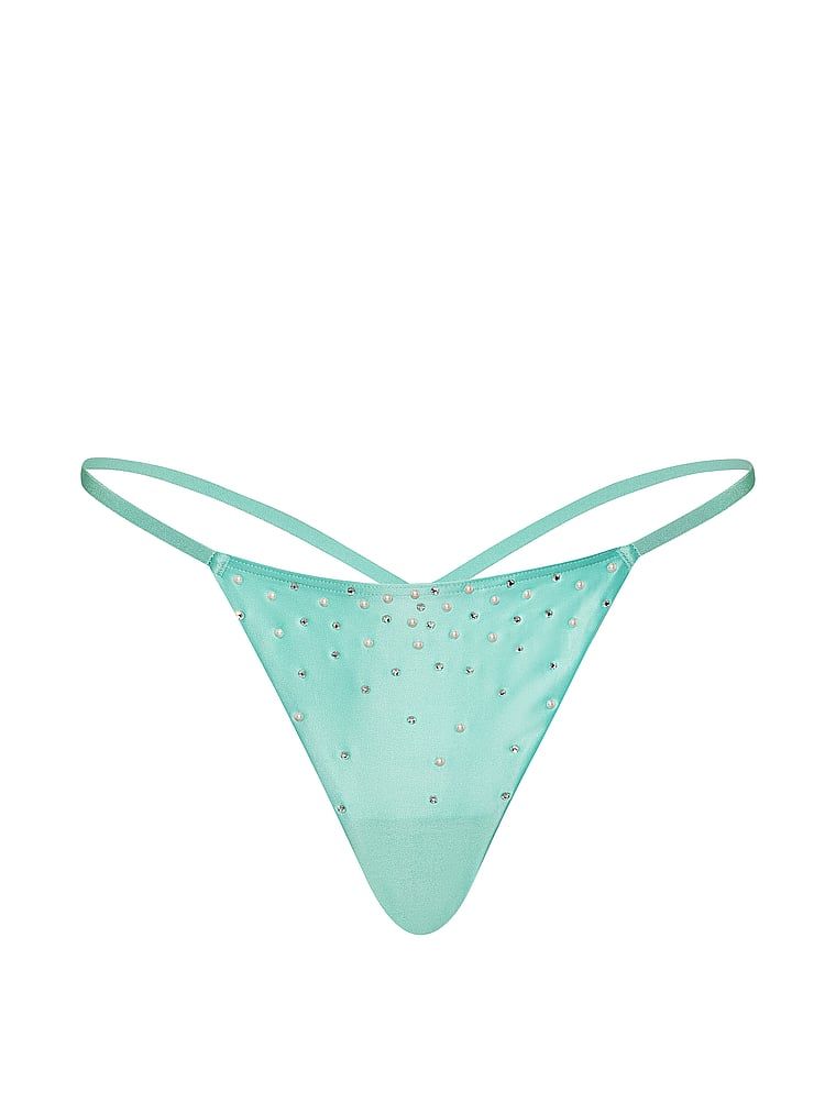 Stringi satynowe z kryształkami Pearl. Produkt ma kolor niebieski i pochodzi z kolekcji Dream Angels. 