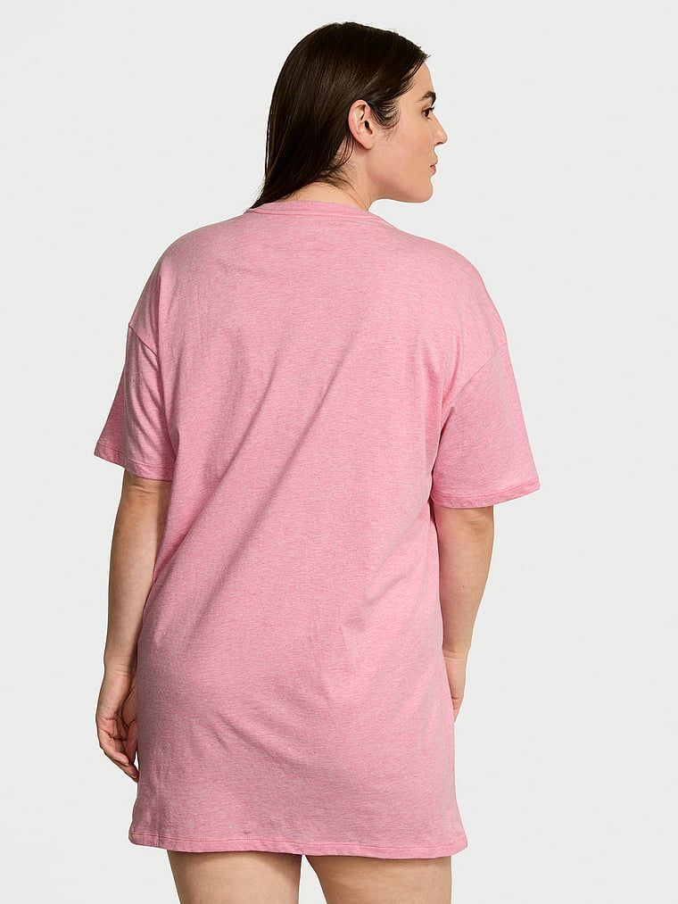 Bluzka do spania z bawełny z krótkimi rękawami. Produkt ma kolor różowy i pochodzi z kolekcji Victoria's Secret. 