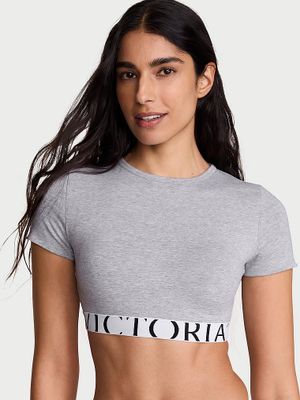 T-shirt Crop top bawełniany z krótkimi rękawkami