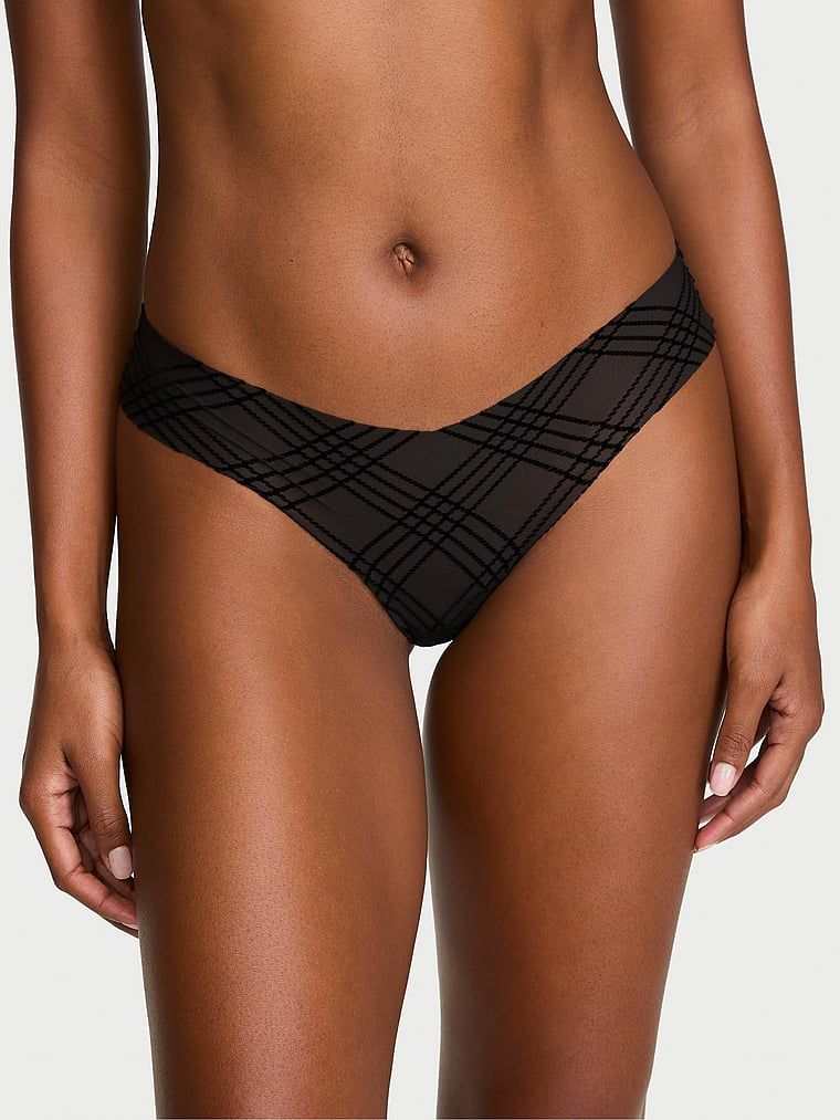 No-Show Stringi z siateczki w kratkę No-Show Plaid Mesh