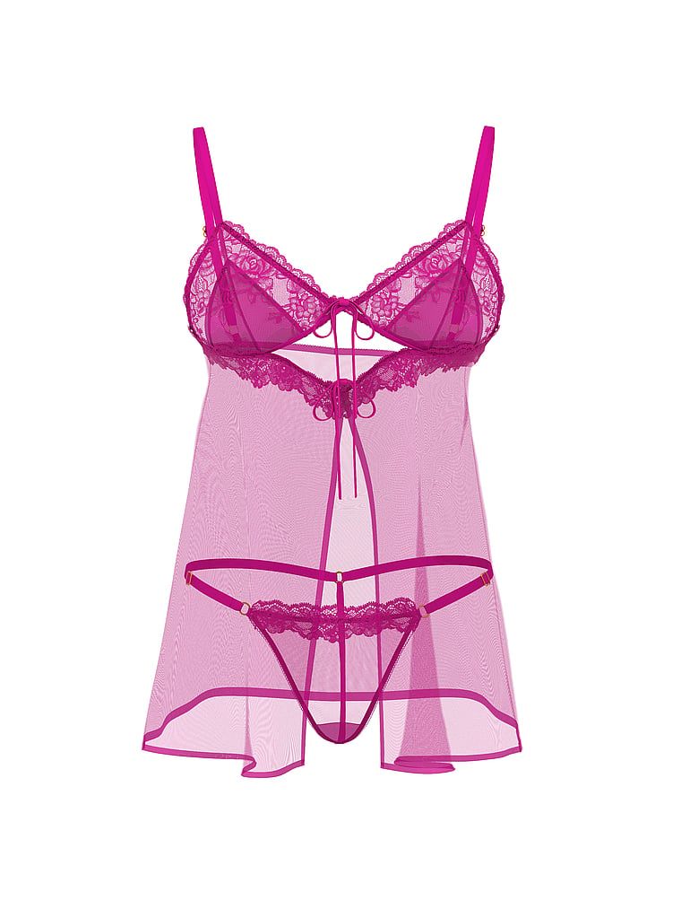 Very Sexy Halka i stringi Sheer Rose Babydoll