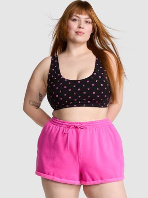 PINK Szorty bawełniane z podwiniętym brzegiem z polaru Ivy