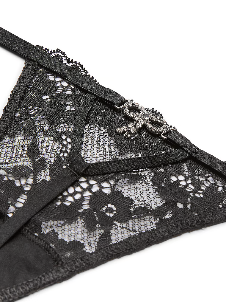 Stringi koronkowe Twinkle Bow. Produkt ma kolor czarny i pochodzi z kolekcji Dream Angels. 