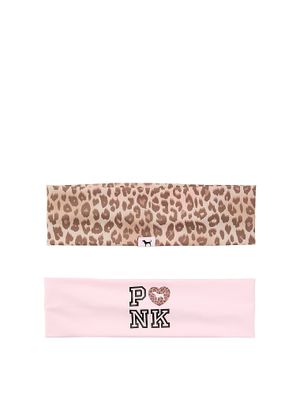 PINK Zestaw 2 elastycznych opasek do włosów