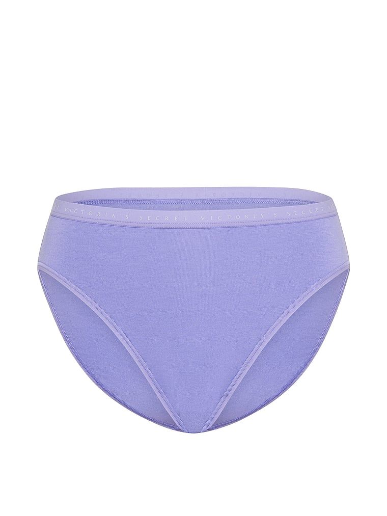 Majtki bawełniane figi z wysoko wyciętymi nogawkami High-Leg Brief. Produkt ma kolor niebieski i pochodzi z kolekcji Victoria's Secret. 