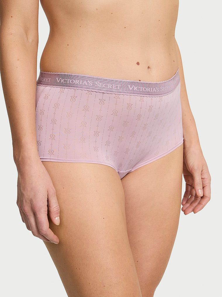 Majtki szorty z logo marki Pointelle Boyshort. Produkt ma kolor purpurowy i pochodzi z kolekcji Cotton. 