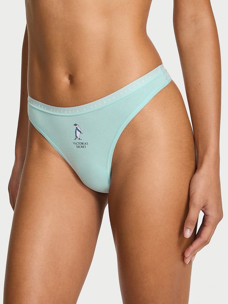 Stringi bawełniane High-Leg Scoop. Produkt ma kolor niebieski i pochodzi z kolekcji Victoria's Secret. 