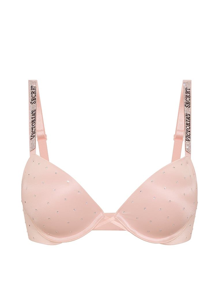 Biustonosz push-up powiększający o 2 rozmiary Bombshell Shine Strap Dot. Produkt ma kolor różowy i pochodzi z kolekcji Very Sexy. 