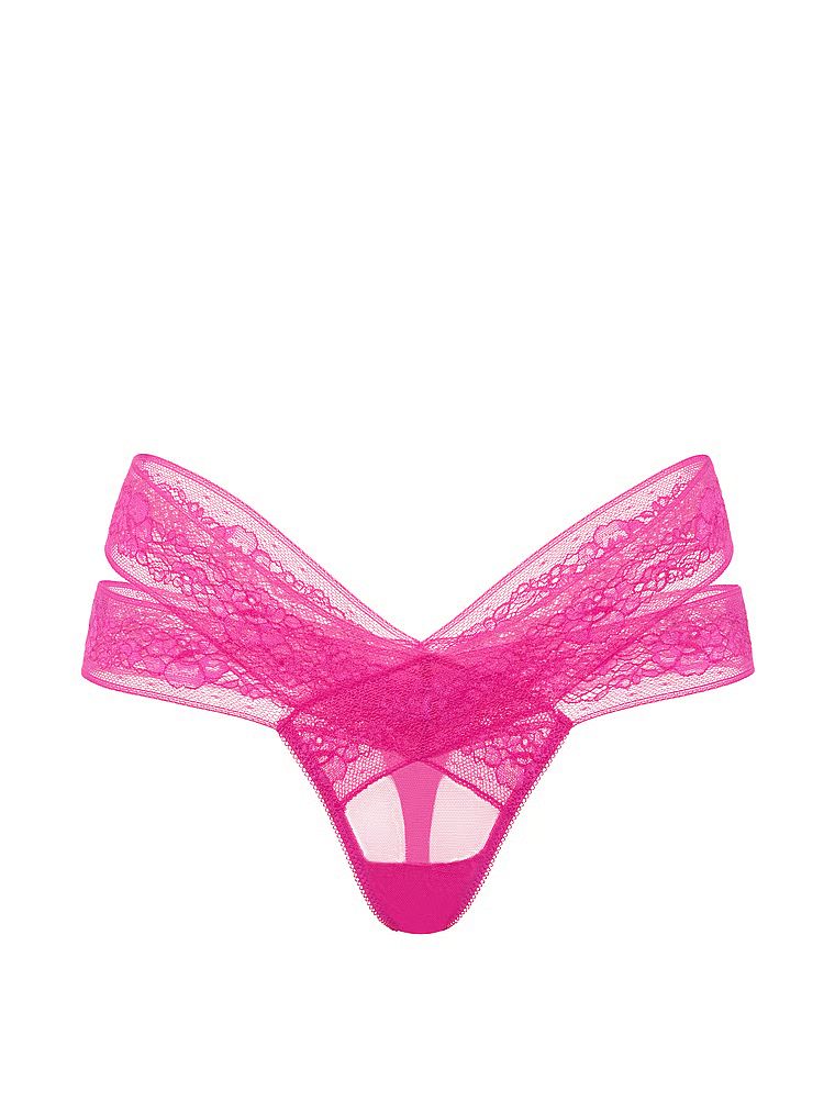 Stringi z wycięciami i z koronką Strappy Cut-Out. Produkt ma kolor różowy i pochodzi z kolekcji Very Sexy. 