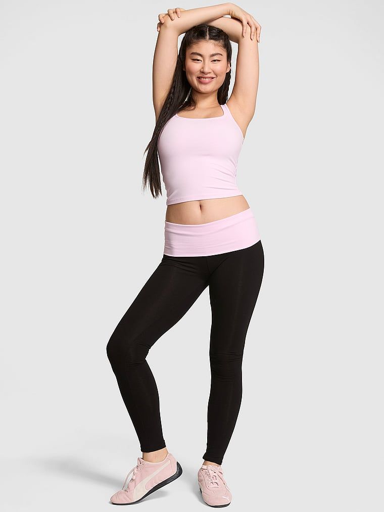 PINK Legginsy All-Day Cotton z zawijanym pasem