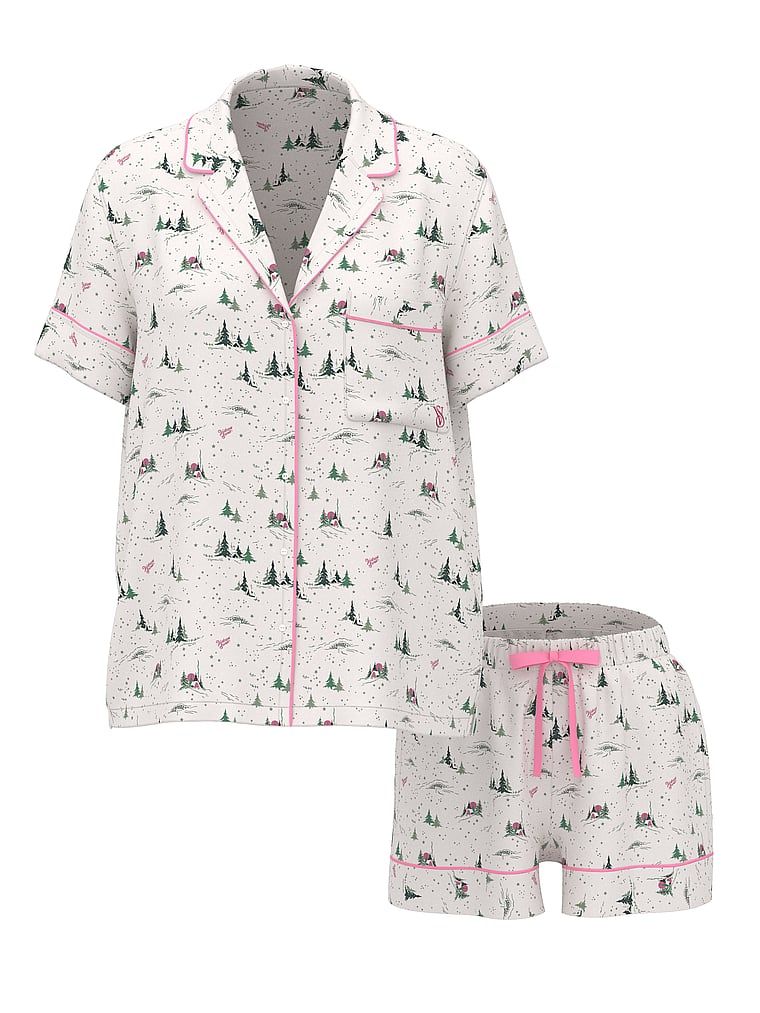 Flanelowa piżama z szortami. Produkt jest wzorzysty i pochodzi z kolekcji Victoria's Secret. 