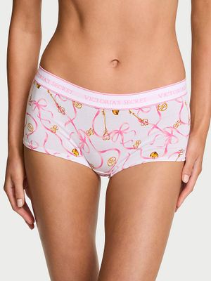 Cotton Majtki bawełniane szorty z logo w talii Boyshort