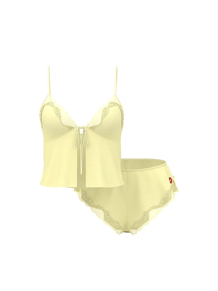 Victoria's Secret Zestaw satynowy do spania - top i szorty Tease