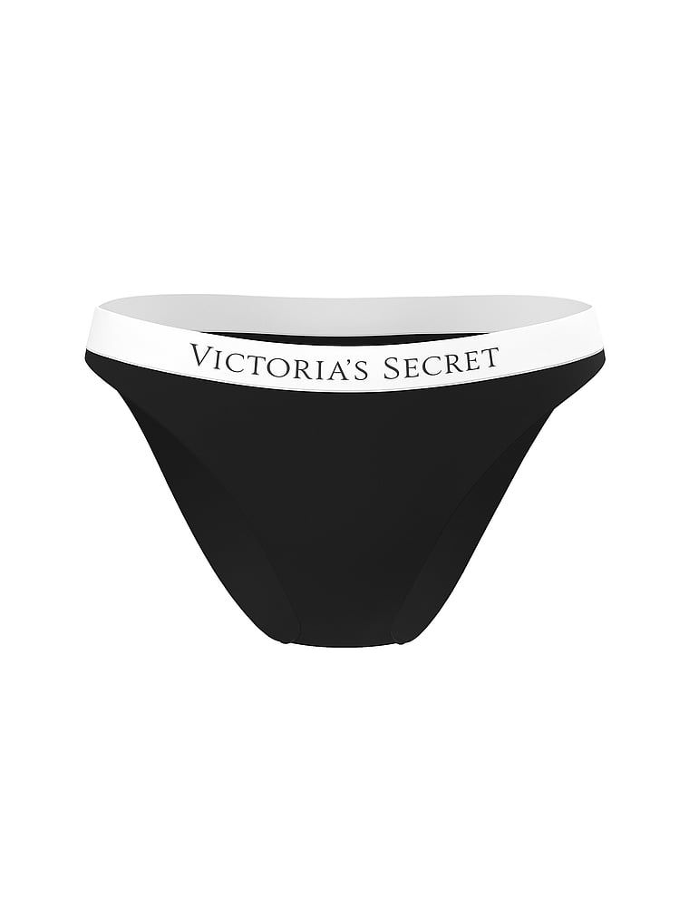 Dół od bikini VS Iconic Logo. Produkt ma kolor czarny i pochodzi z kolekcji Victoria's Secret Swim. 
