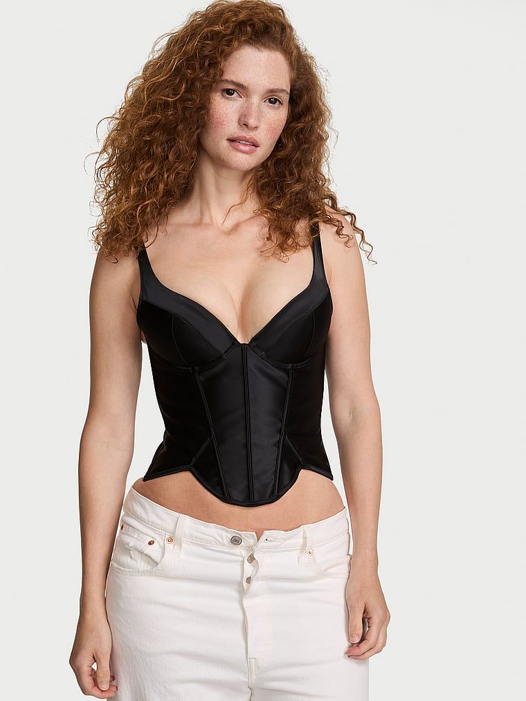 Very Sexy Top gorsetowy push-up satynowy