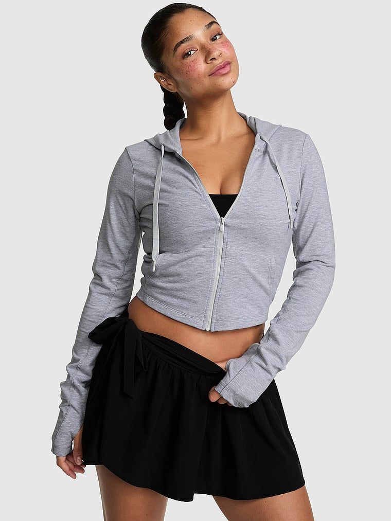 PINK Bluza z kapturem i zamkiem All-Day Cotton