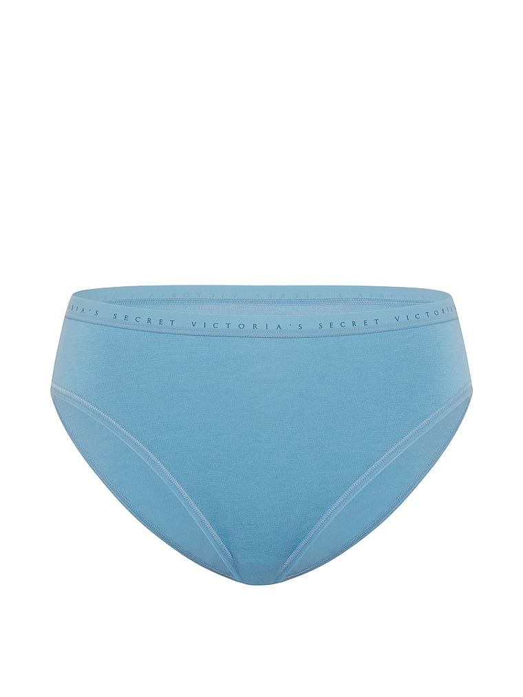 Majtki bawełniane figi z wysoko wyciętymi nogawkami High-Leg Brief. Produkt ma kolor niebieski i pochodzi z kolekcji Victoria's Secret. 