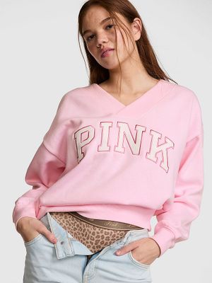 PINK Bluza Campus Fleece z dekoltem w serek