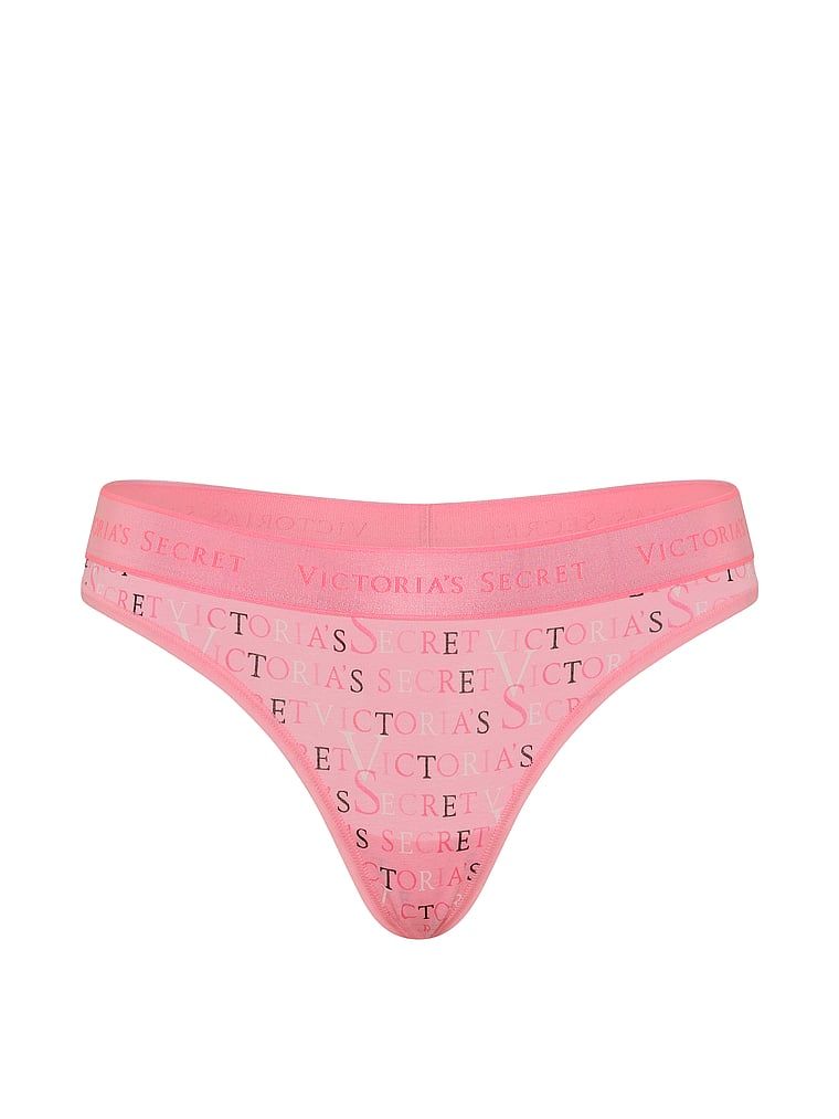 Stringi bawełniane z logo w talii. Produkt ma kolor wzorzysty i pochodzi z kolekcji Cotton. 