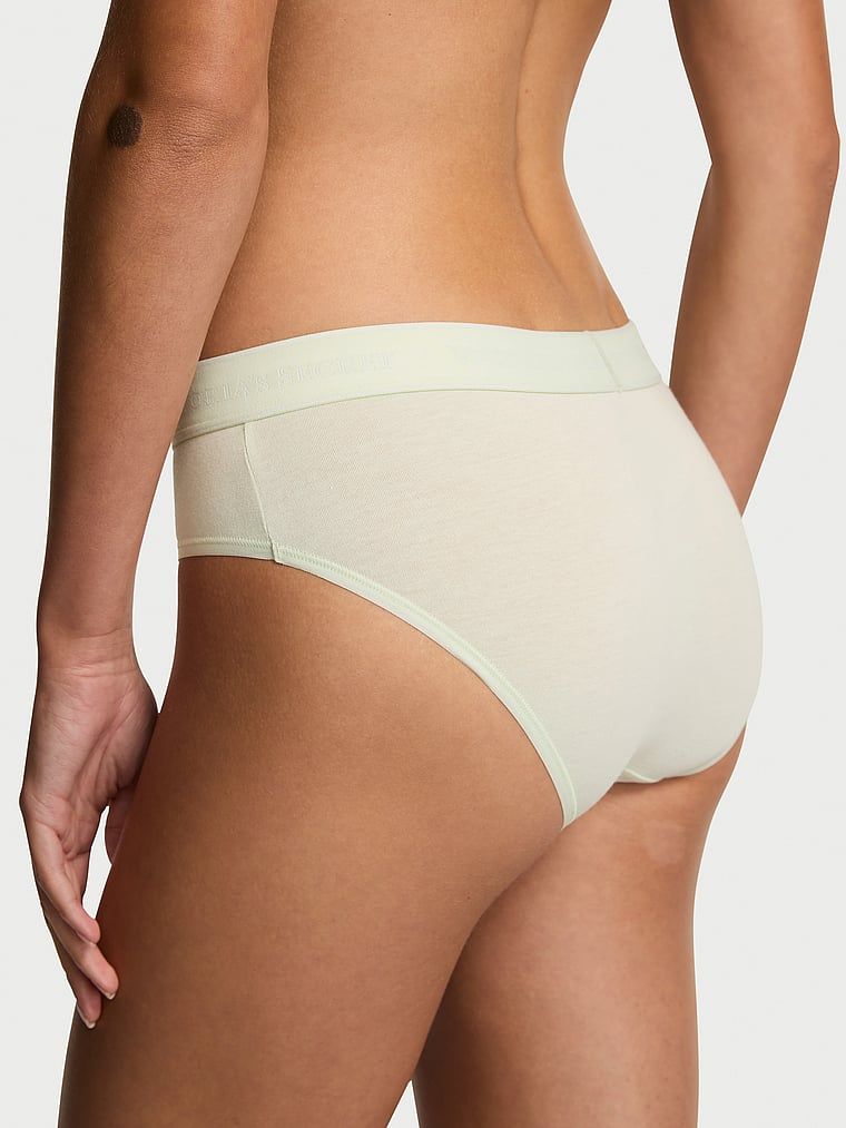 Majtki bawełniane z logo w talii Hiphugger. Produkt ma kolor zielony i pochodzi z kolekcji Cotton. 