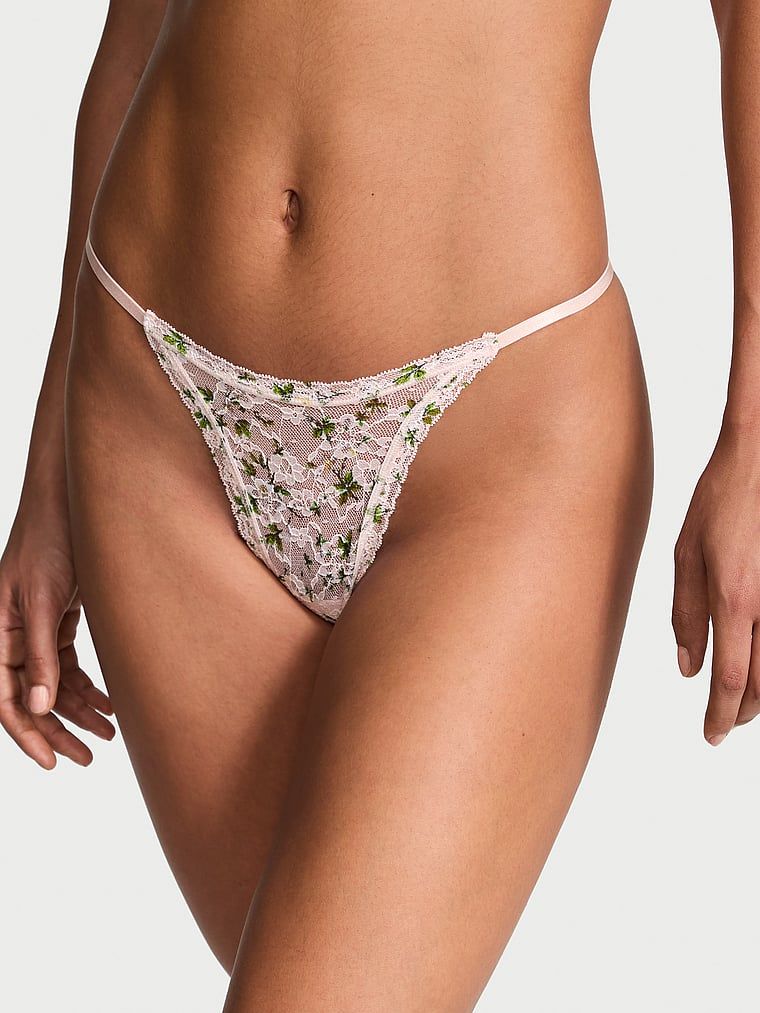Stringi koronkowe Lace. Produkt ma wzór kwiatowy i pochodzi z kolekcji Lacie. 