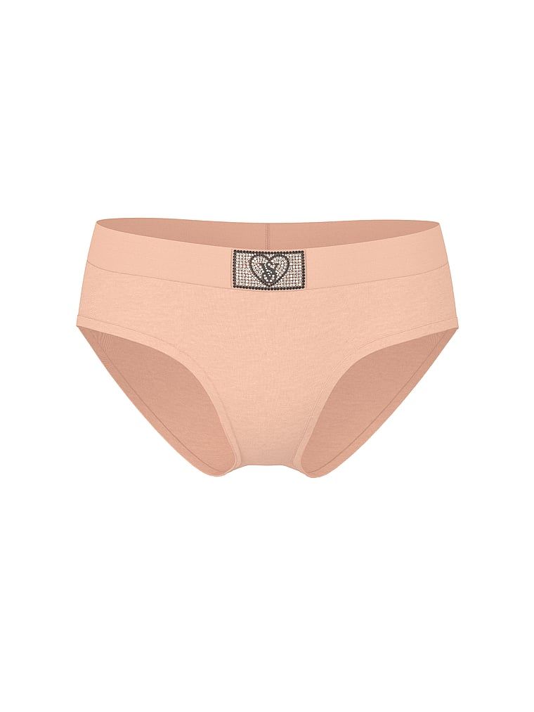 Majtki bawełniane z błyszczącym logo Heart Shine Patch Hiphugger. Produkt ma kolor różowy i pochodzi z kolekcji Cotton. 