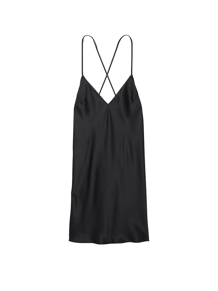 Victoria's Secret Koszulka nocna satynowa na cienkich ramiączkach odsłaniająca plecy Open-Back Slip