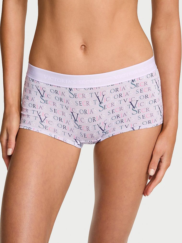Cotton Majtki bawełniane szorty z logo w talii Boyshort