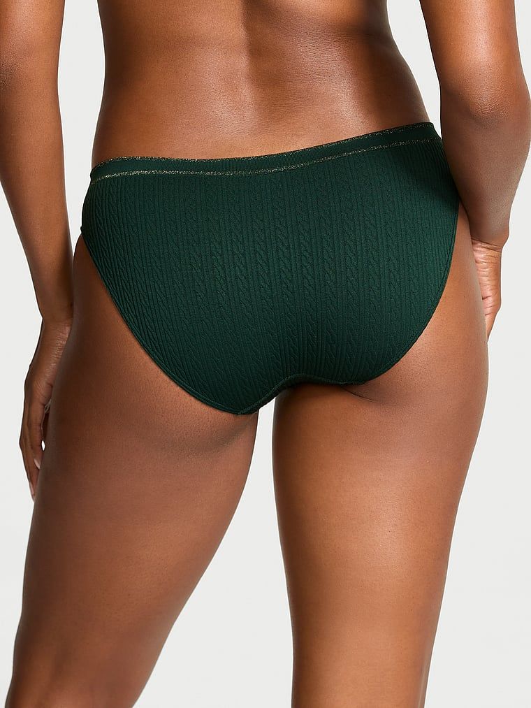 Majtki bezszwowe Cable-Knit Bikini. Produkt ma kolor zielony i pochodzi z kolekcji Seamless. 