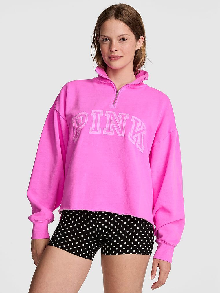 Bluza o prostym kroju z krótkim zamkiem Campus Fleece