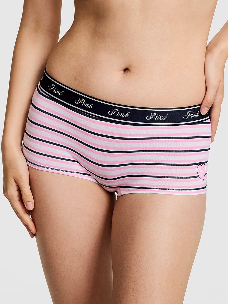 PINK Bawełniane majtki boyshort z logo