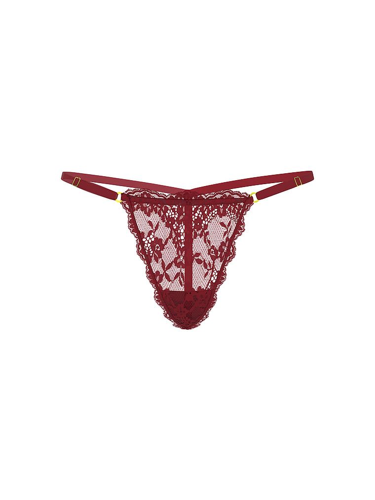Stringi koronkowe z regulowanymi paskami Lace V-String. Produkt ma kolor czerwony i pochodzi z kolekcji Dream Angels. 