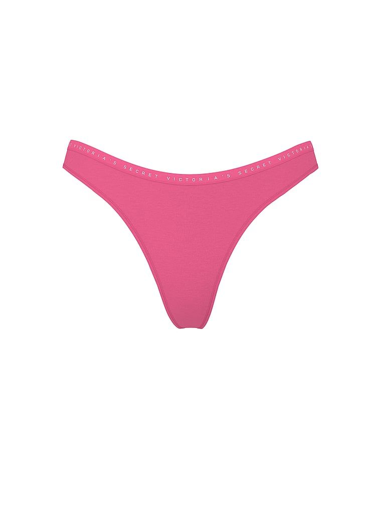 Stringi bawełniane High-Leg Scoop. Produkt ma kolor różowy i pochodzi z kolekcji Victoria's Secret. 