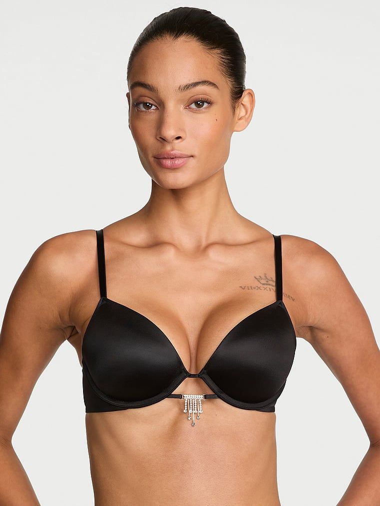 Biustonosz push-up ze skrzydełkami Angel Shine. Produkt ma kolor czarny i pochodzi z kolekcji Very Sexy. 