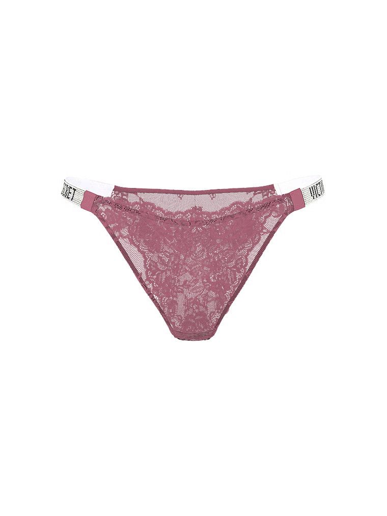 Majtki brazyliany koronkowe z błyszczącymi paskami Shine Strap Brazilian. Produkt ma kolor purpurowy i pochodzi z kolekcji Very Sexy. 