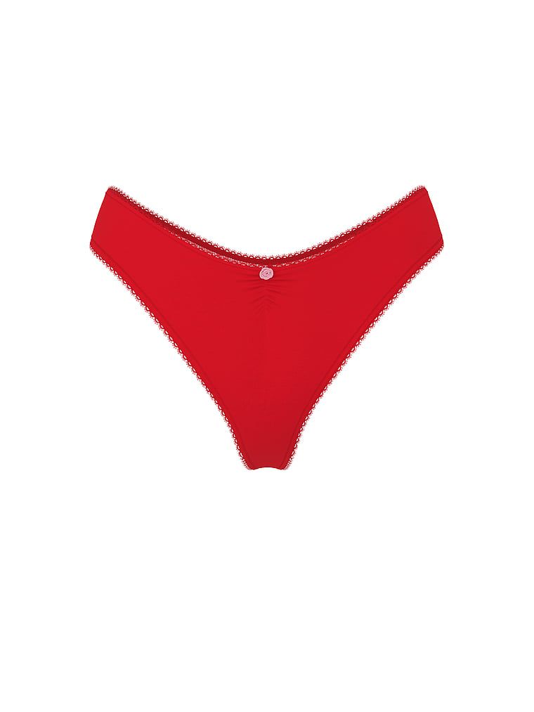 Stringi bawełniane z siateczką z tyłu Heart Lace. Produkt ma kolor czerwony i pochodzi z kolekcji Victoria's Secret. 
