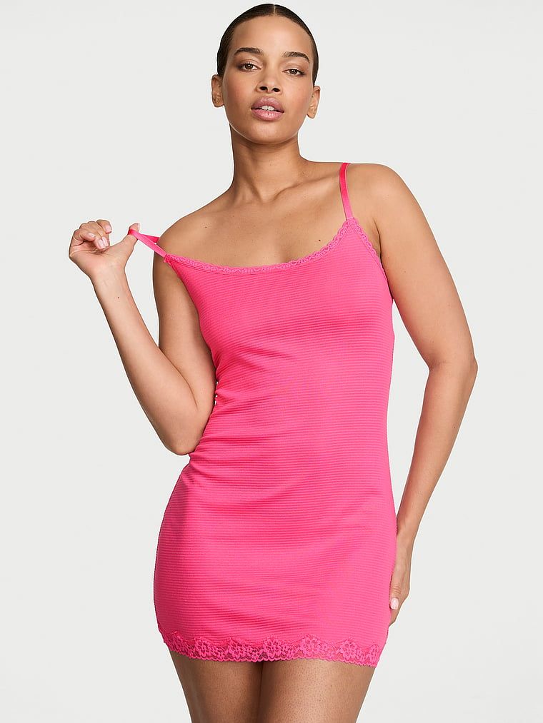 Victoria's Secret Koszulka nocna bawełniana Shadow Stripe