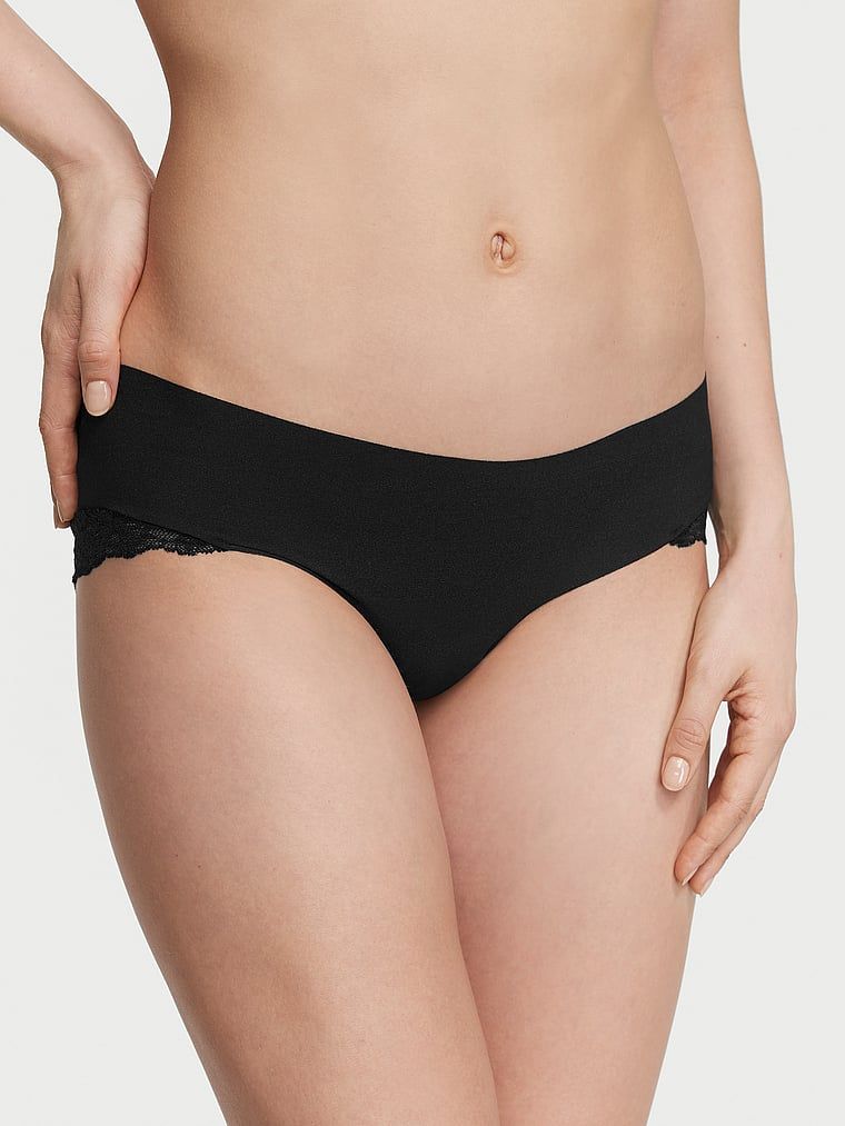 Majtki z koronkowymi wstawkami Lace-Trim Hiphugger. Produkt ma kolor czarny i pochodzi z kolekcji No-Show. 
