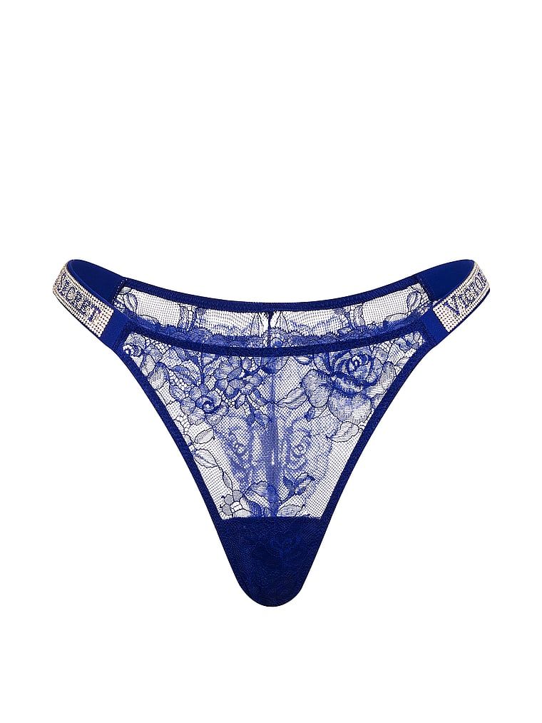 Majtki brazyliany koronkowe z błyszczącymi paskami Shine Strap Brazilian. Produkt ma kolor niebieski i pochodzi z kolekcji Very Sexy. 