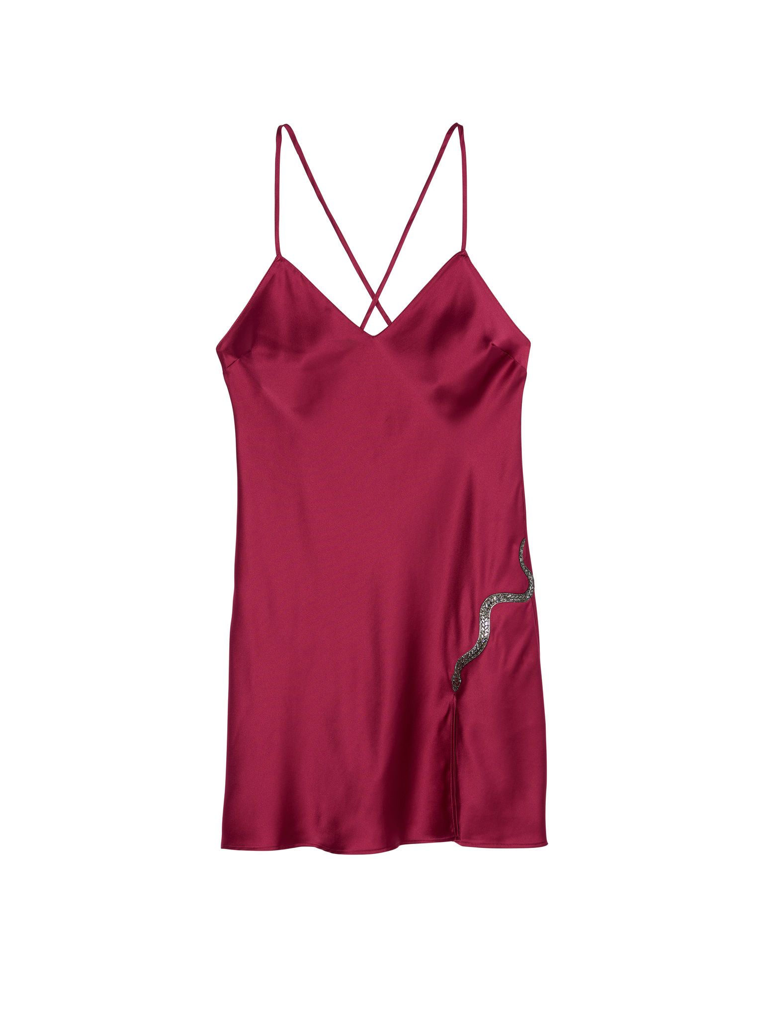 Koszulka nocna satynowa Snake Shine Slip. Produkt ma kolor czerwony i pochodzi z kolekcji Victoria's Secret. 