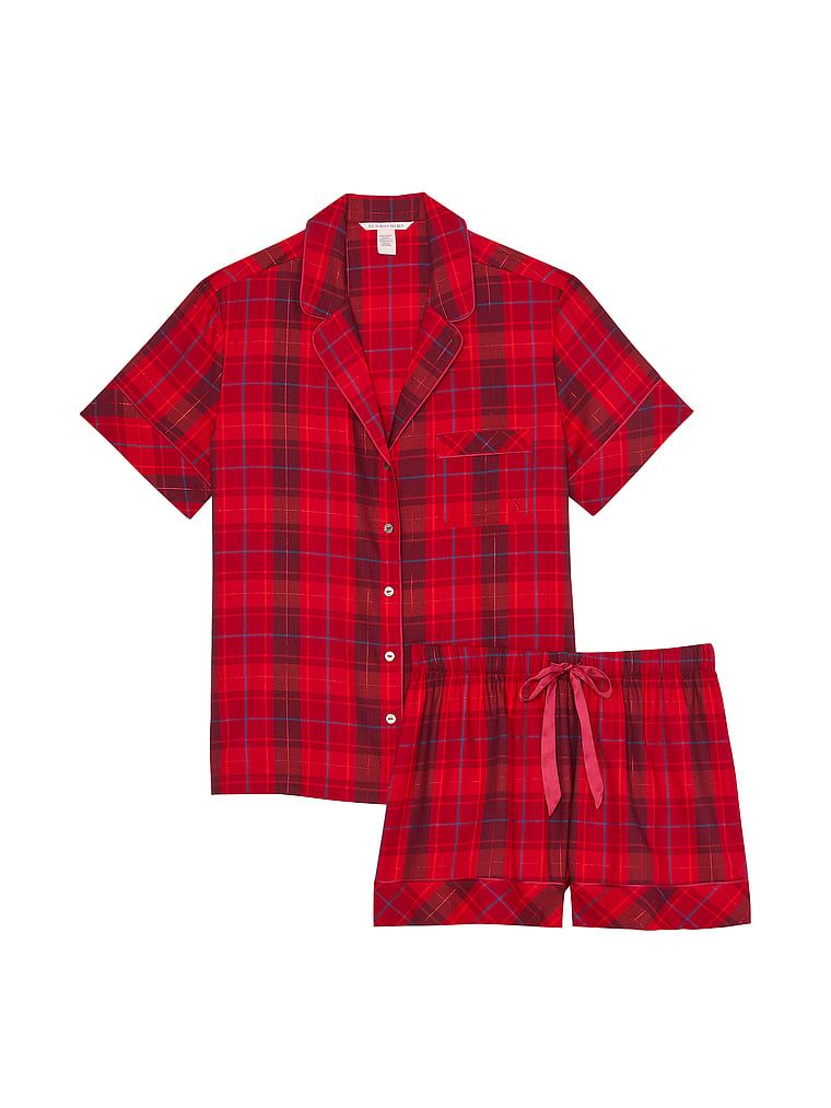 Flanelowa piżama z szortami. Produkt jest wzorzysty i pochodzi z kolekcji Victoria's Secret. 