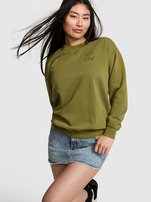 PINK Bluza bawełniana Campus Fleece z okrągłym dekoltem