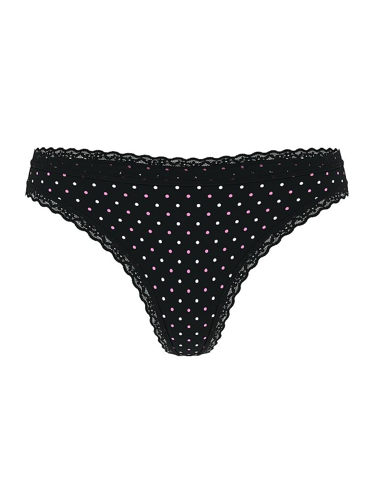 Stringi bawełniane z koronką na krawędziach Lace-Waist. Produkt jest wzorzysty i pochodzi z kolekcji Lacie. 